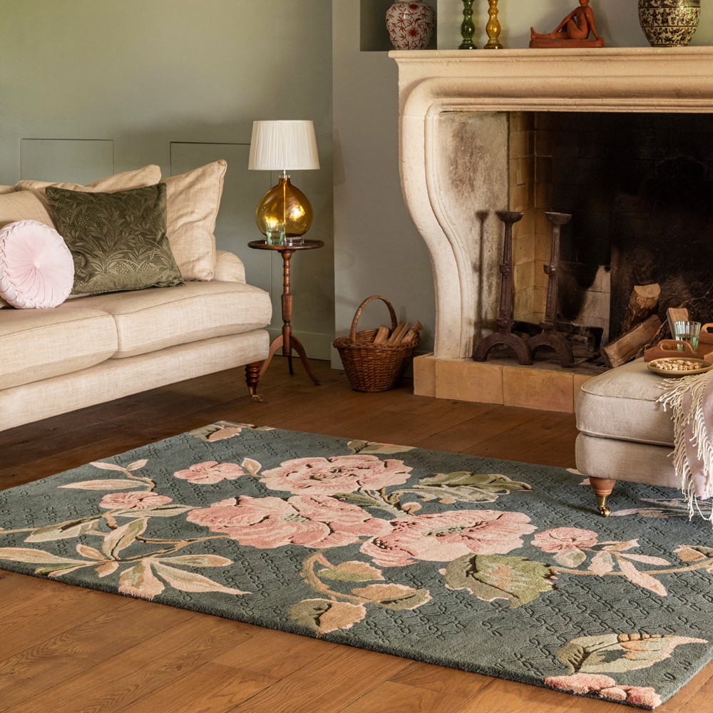 Aylworth Trail Wool Rugs 078603 by Laura Ashley in Fern Green